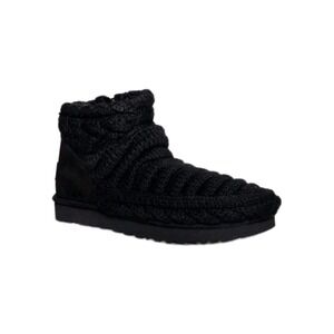 UGG Classic Mini Chunky Knit Black Boots Bootie Uggplush Sweater Women's Size 8